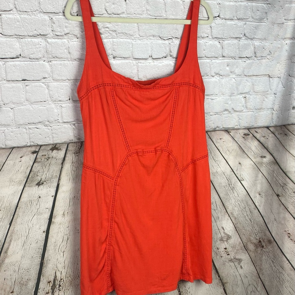 Intimately Free People Beyond Me Womens Large Orange Slip Mini Dress EUC